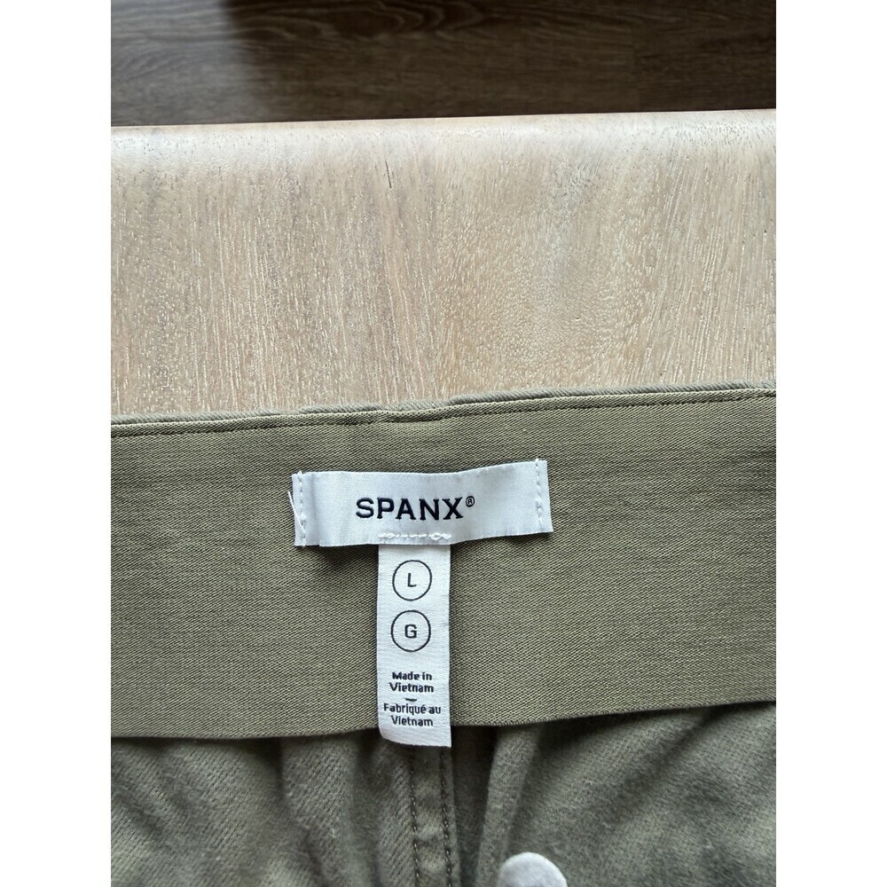 Spanx Stretch Twill Cropped Wide Leg Pant in Olive Green Size Large - Picture 4 of 8